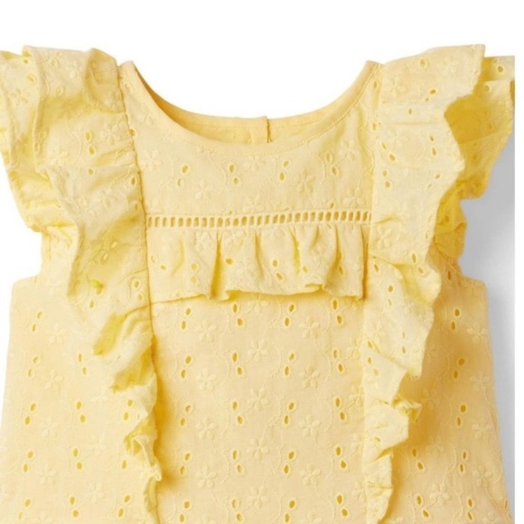 ☀️ JANIE & JACK Ruffle trim eyelet dress Yellow Size 10 summer party Easter - Picture 5 of 10